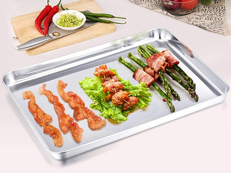 TeamFar Baking Sheet Set of 2, Baking Pans Tray Cookie Sheet Stainless Steel, Non Toxic & Healthy, Mirror Finish & Rust Free, Easy Clean & Dishwasher Safe - Image 4